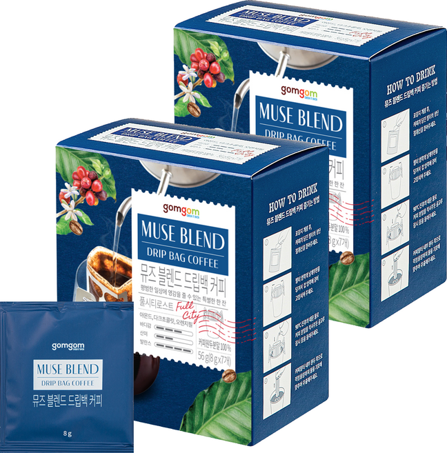 곰곰 뮤즈 블렌드 드립백 커피, 8g, 7개입, 2개