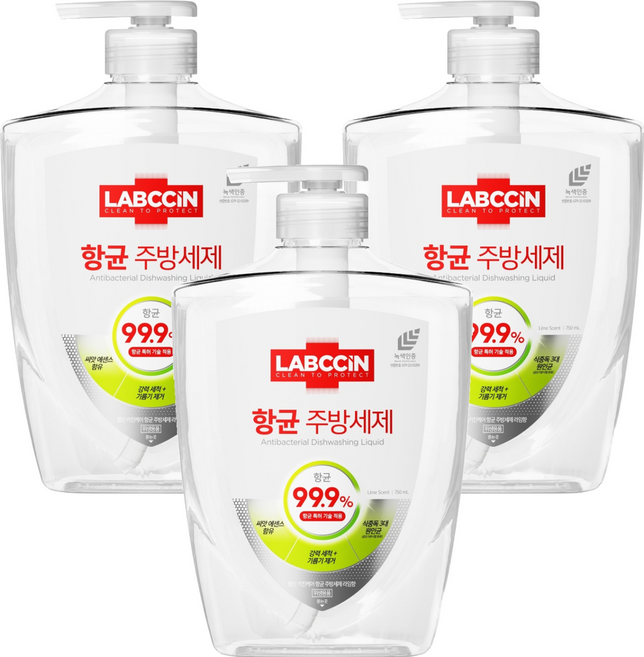 랩신 항균 주방세제 라임향, 750ml, 3개