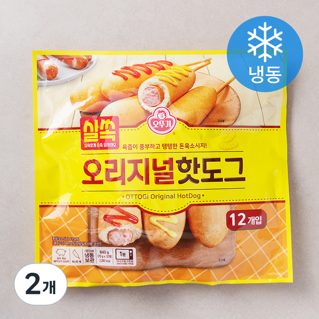 오뚜기 실쏙 오리지널 핫도그 (냉동), 70g, 12개입, 2개