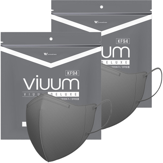 viuum 디럭스 컬러마스크 대형 KF94, 25개입, 2개, 그레이