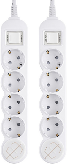 에코파워탭 국내 제조 일반 메인 과부하차단 멀티탭 5구, 화이트, 2개, 2m