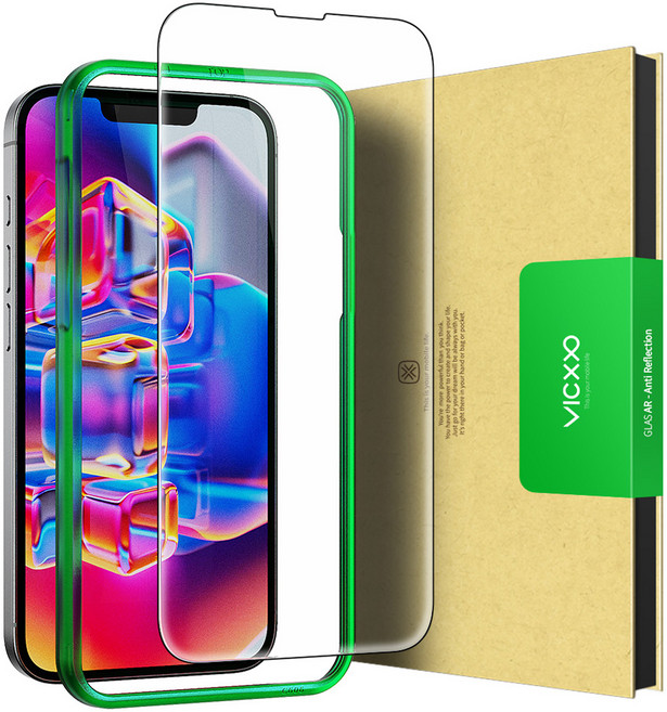 빅쏘 AR 코팅 고화질 저반사 부착가이드 아이폰 강화유리 휴대폰 액정보호필름, 1세트