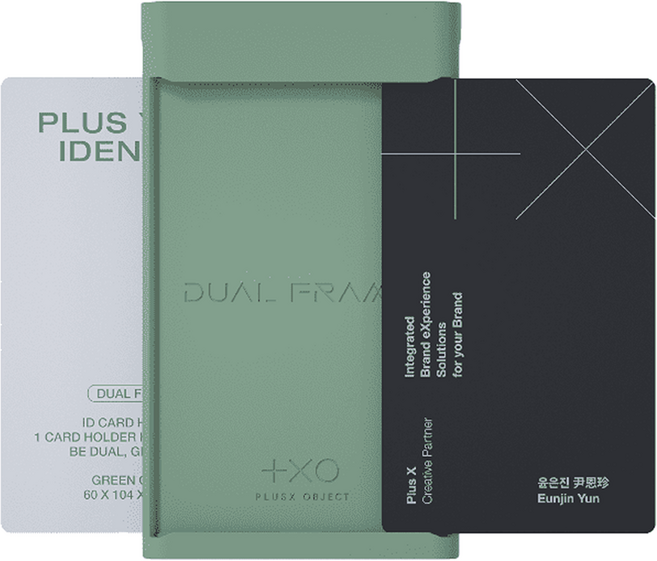 플러스엑스오브젝트 컬러 듀얼프레임 양면 카드홀더 사원증 카드 케이스 목걸이, 그린, 1개