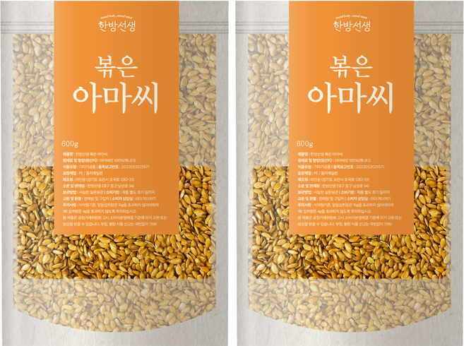 hanbangmaster 焙炒亞麻籽, 600g, 2個