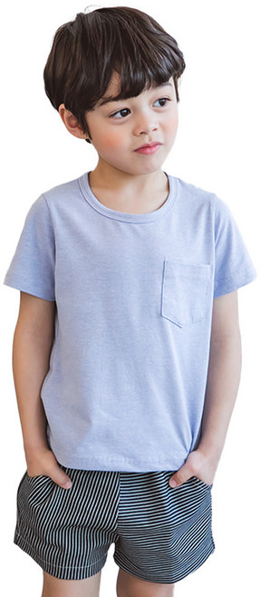유라비 아동용 아일렛 포켓 반팔티셔츠