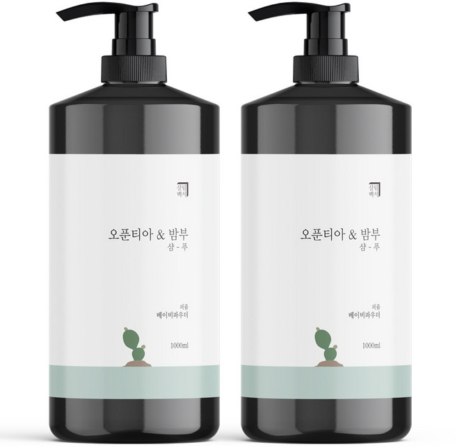 살림백서 오푼티아 앤 밤부 퍼퓸 샴푸 베이비파우더, 1L, 2개