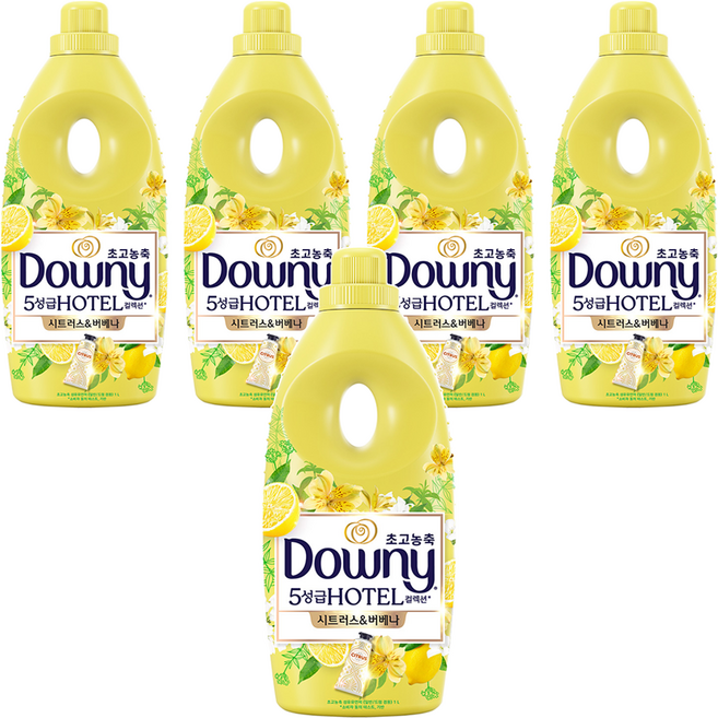 다우니 초고농축 5성급 호텔 컬렉션 섬유유연제 시트러스&버베나 본품, 1L, 5개