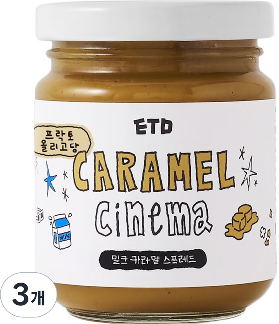 ETD 프락토 올리고당 밀크 카라멜 스프레드, 3개, 150g