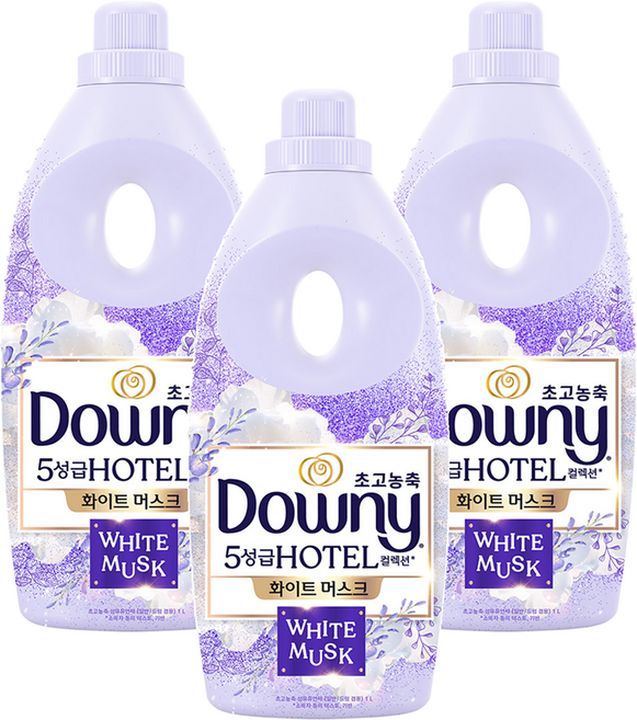 다우니 초고농축 호텔 컬렉션 섬유유연제 화이트 머스크 본품, 1L, 1개입, 3개