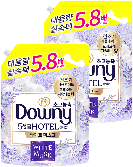 다우니 초고농축 호텔 컬렉션 섬유유연제 화이트 머스크 리필, 4.1L, 2개