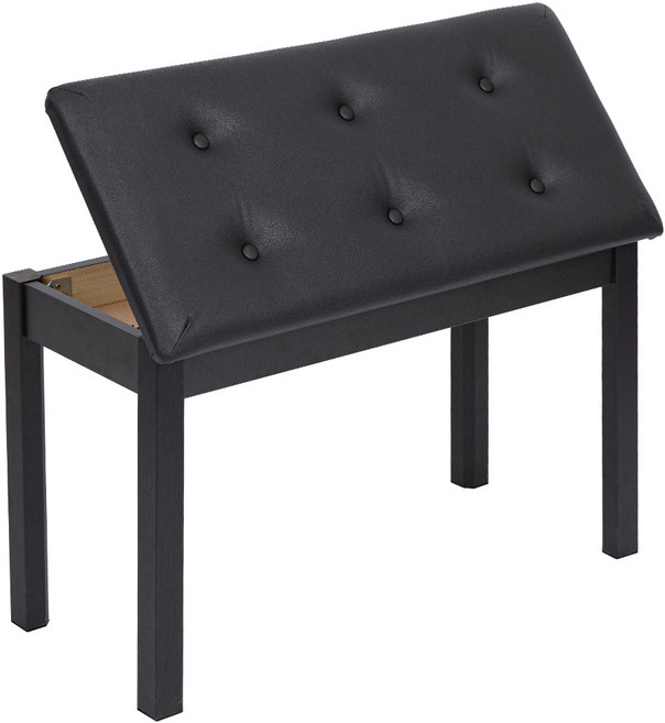 듀로악기 2인용 원목 수납형 피아노의자 DPB100S, 블랙, 1개