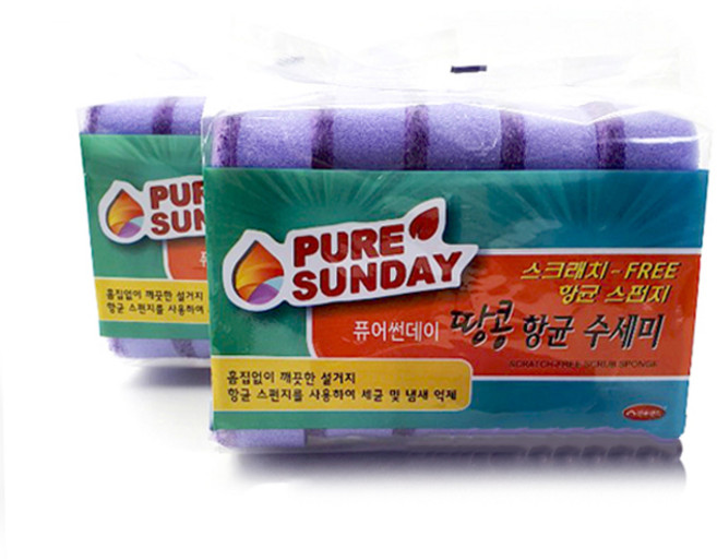 퓨어썬데이 땅콩 항균 스펀지 수세미, 10개입, 1개