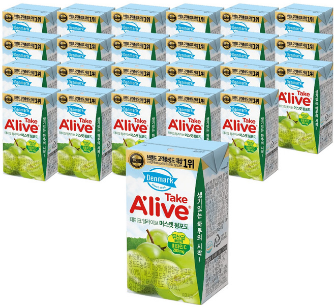 덴마크 테이크 얼라이브 머스캣 청포도 주스, 120ml, 24개