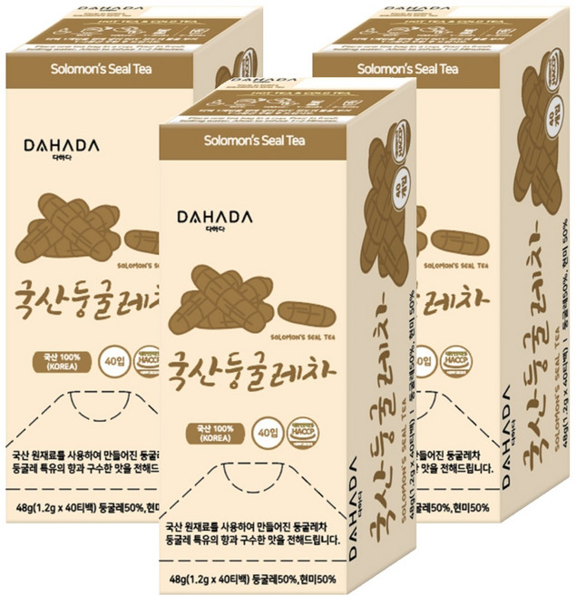 다하다 국산 둥굴레차, 1.2g, 40개입, 3개