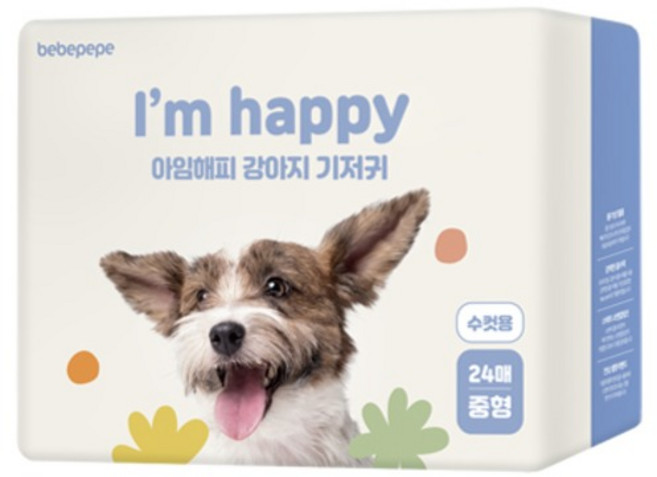 베베페페 강아지 기저귀 수컷용, 중형, 24개입, 1개