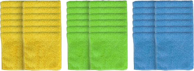 하이글로씨 미니 다용도 세차 타월 3종 x 12p 세트, 옐로우, 블루, 그린, 1세트