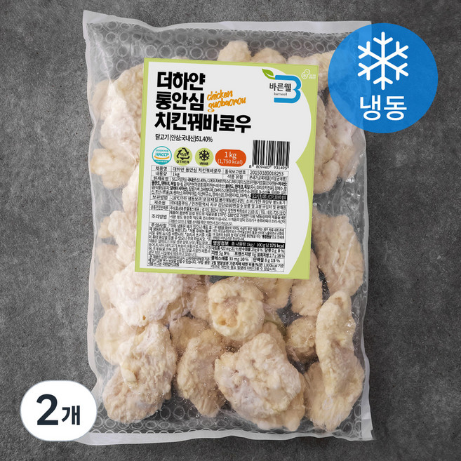 바른웰 더하얀 통안심 치킨꿔바로우 (냉동), 1kg, 2개
