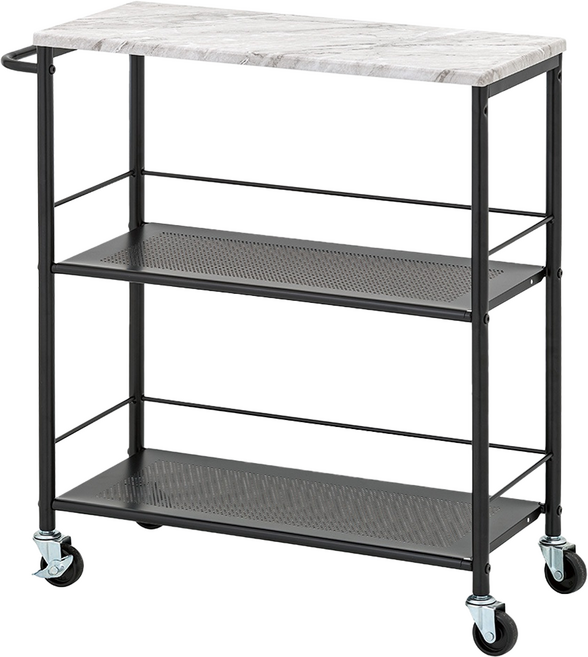 ikloo 宜酷屋 多功能三層扶手活動餐車 63 x 25.5 x 66.5Hcm 3.3kg, 黑色, 1組