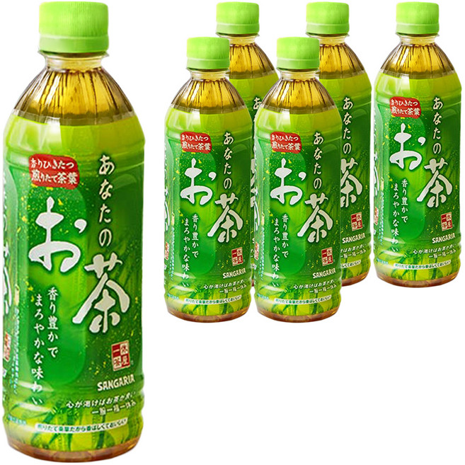 산가리아 당신의 녹차, 6개, 500ml