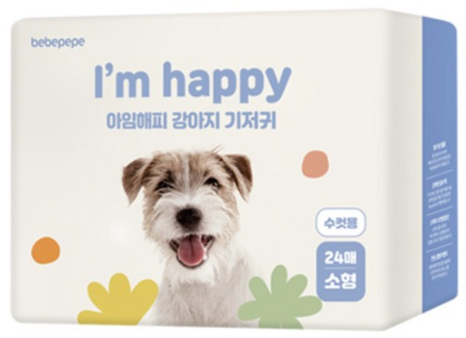 베베페페 강아지 기저귀 수컷용, 소형, 24개입, 1세트