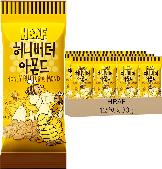 HBAF 杏仁果 蜂蜜奶油味, 30g, 12包