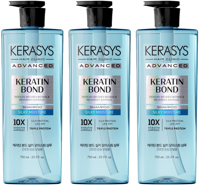 케라시스 어드밴스드 케라틴 본드 실키 모이스춰 샴푸, 3개, 750ml