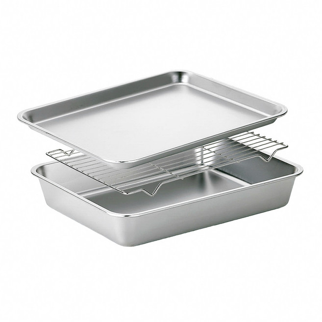 키친플라워 쿠킨 연마제 없는 프리미엄 스텐 304 사각, 밧드 + 트레이 + 랙, 1세트