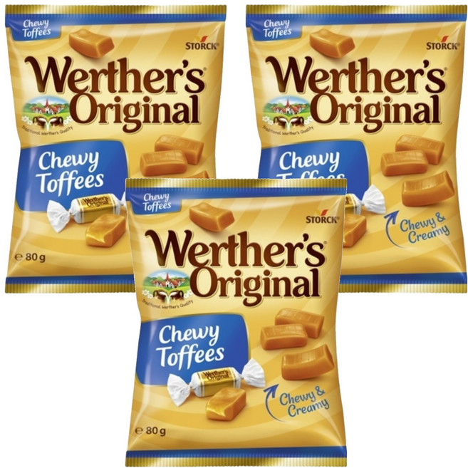 Werther's Original 道地的偉特 鮮奶油軟糖, 80g, 3包