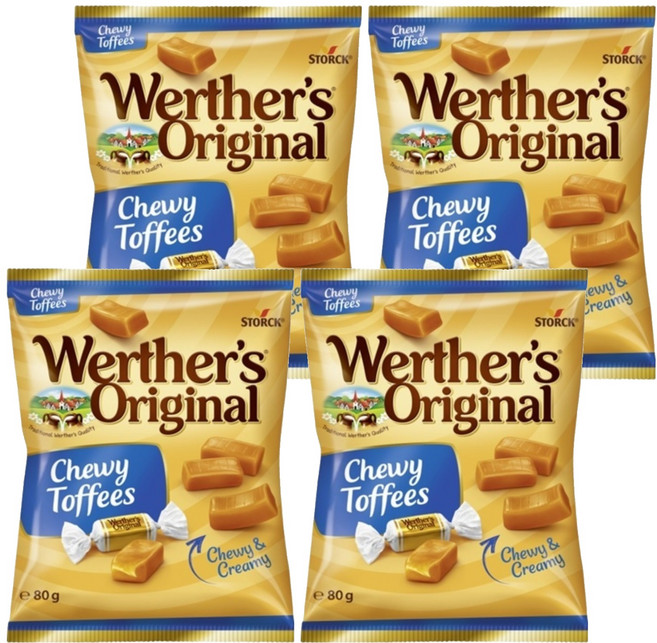 Werther's Original 道地的偉特 鮮奶油軟糖, 80g, 4包