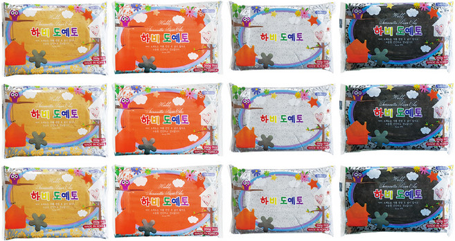 하비 도예토 4종 세트, 3세트, 베이지, 주황, 대리석, 검정