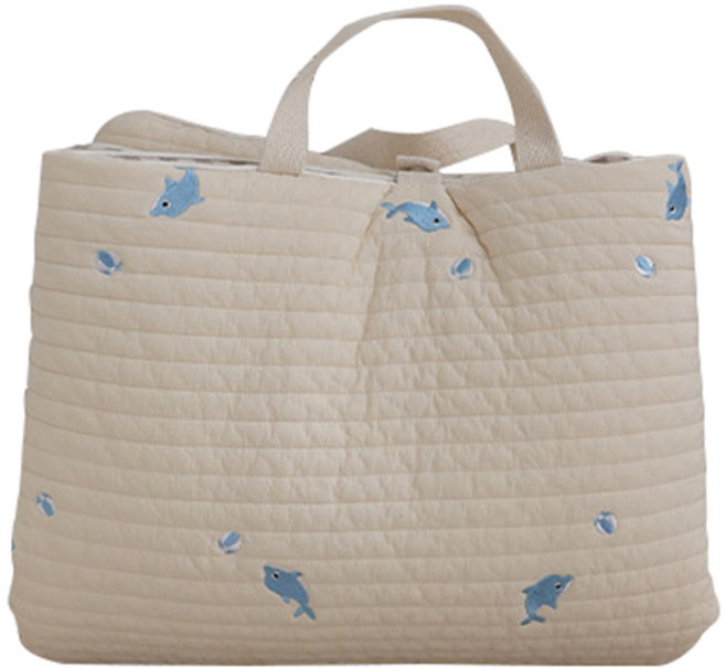 아솜느 순면 100수 낮잠패드 일체형, 돌고래 + 체크(뒷면)