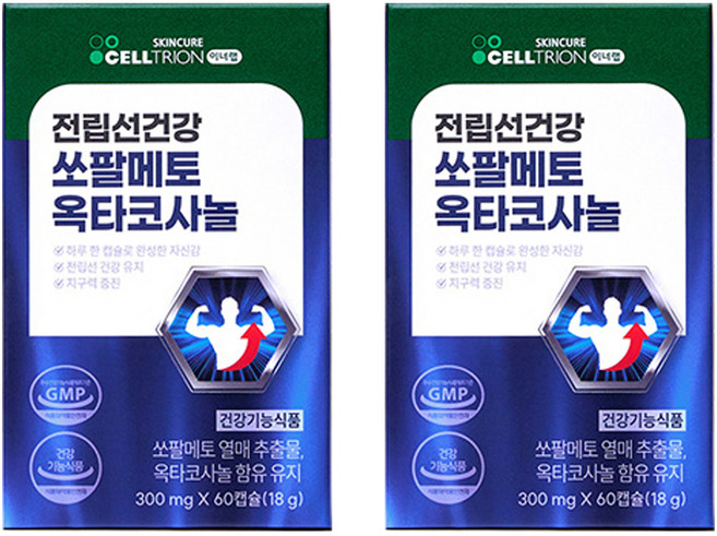 셀트리온 이너랩 전립선건강 쏘팔메토 옥타코사놀 18g, 2개, 60정