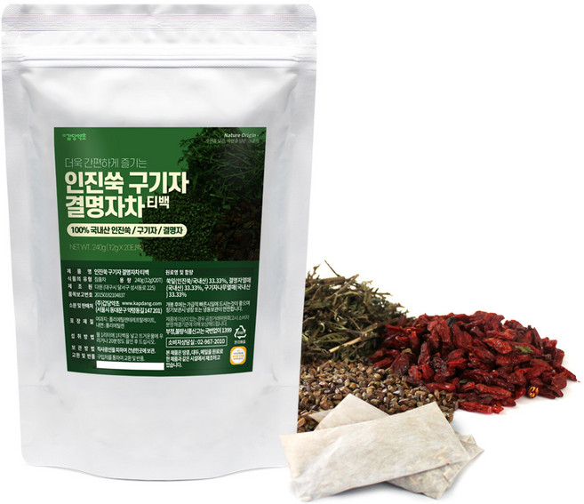 갑당약초 인진쑥 구기자 결명자차 주전자용 티백, 20개입, 1개, 12g