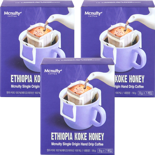 맥널티커피 에티오피아 코케 허니 핸드드립 원두, 8g, 7개입, 3개