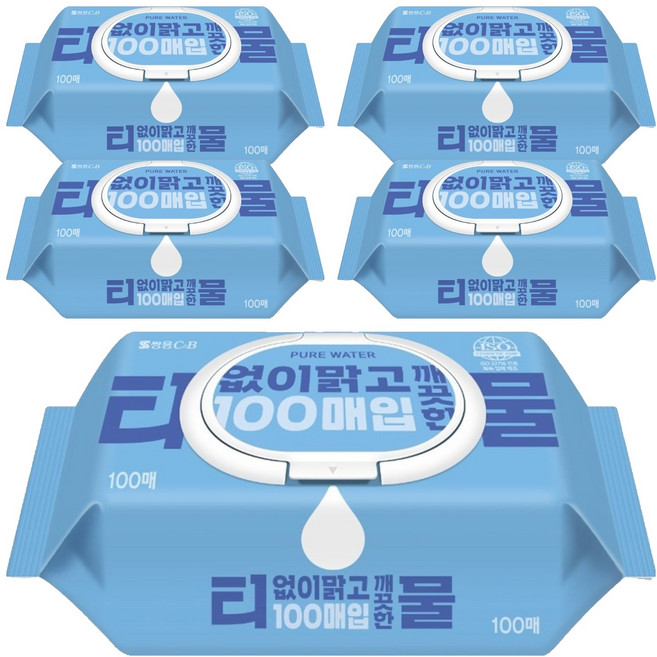 코디 티없이 맑고 깨끗한 물티슈 캡형, 35g, 100매, 5세트