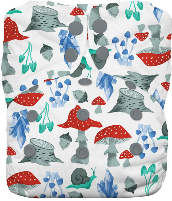 THIRSTIES 成長型 一體式 AIO布尿布 乾爽有機棉 壓扣, Forest Frolic 白色, 1件