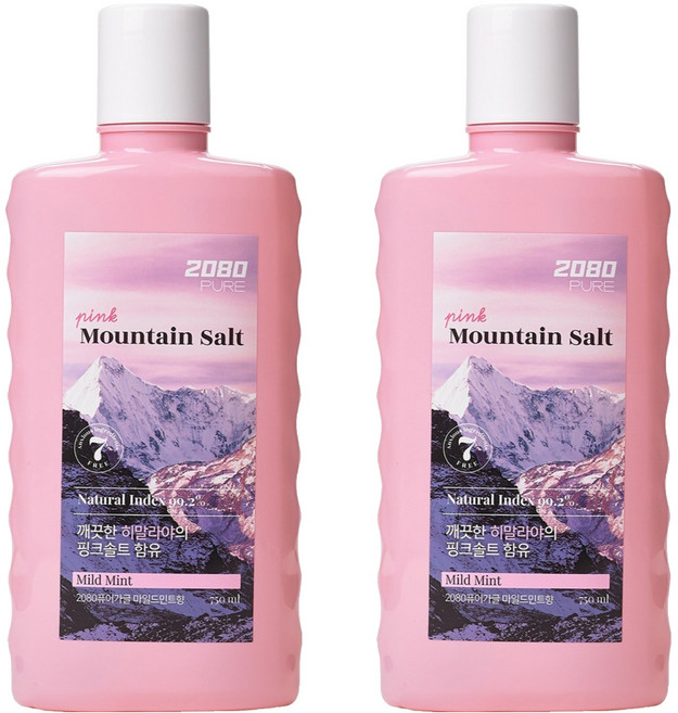 2080 퓨어 핑크솔트 가글, 750ml, 2개