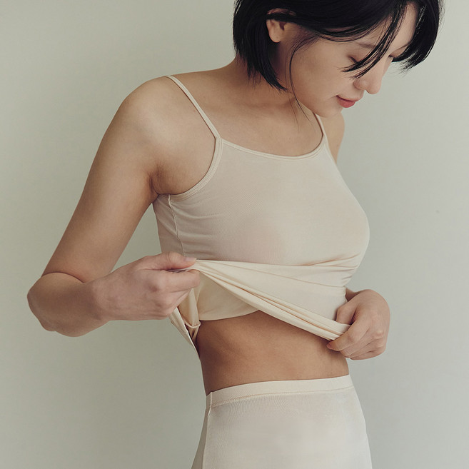 marun5 女性無袖人造絲細肩帶背心 2件組