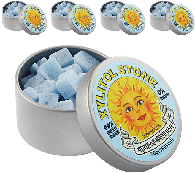 XYLITOL STONE Candy 韓國木糖醇小方糖 05 勁涼薄荷, 5個, 70g