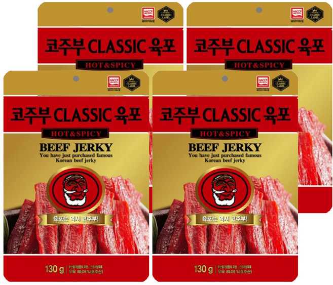 코주부 CLASSIC 육포 HOT & SPICY, 130g, 4개