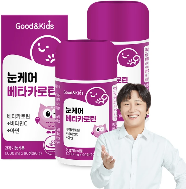 굿앤키즈 내츄럴플러스 눈케어 베타카로틴 90g, 90정, 2개 - 쿠팡