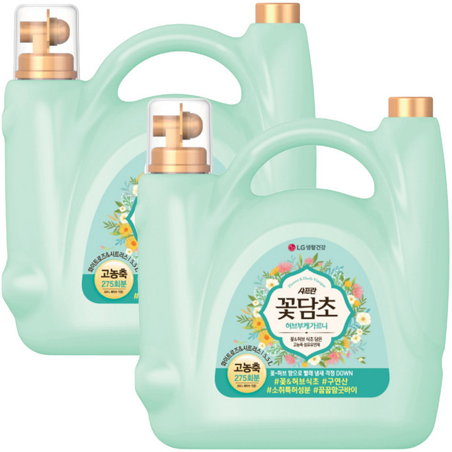 샤프란꽃담초 허브부케가르니 섬유유연제 화이트로즈 앤 시트러스 본품, 5.5L, 2개