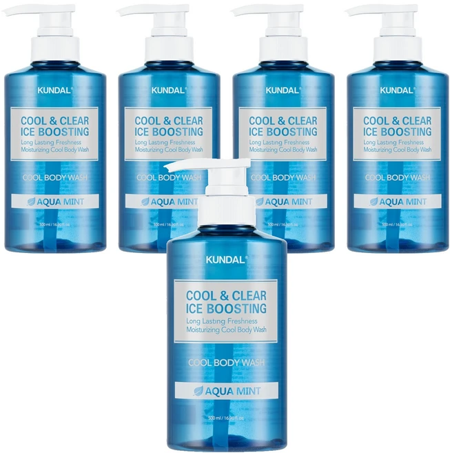 쿤달 쿨 앤 클리어 아이스 부스팅 쿨 바디워시 아쿠아민트향, 500ml, 5개 - 쿠팡