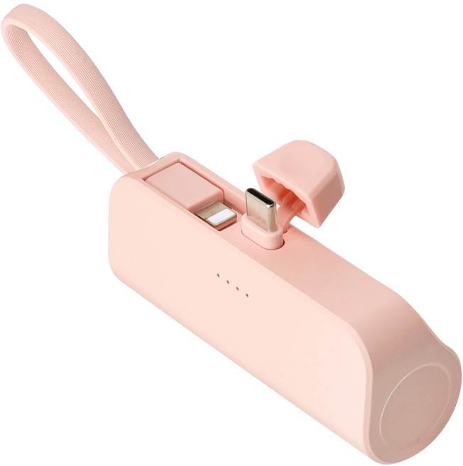 피에스글로벌 힙스터 5000mAh 도킹형 보조 배터리 C타입, MOPB-R5-CHL, 핑크