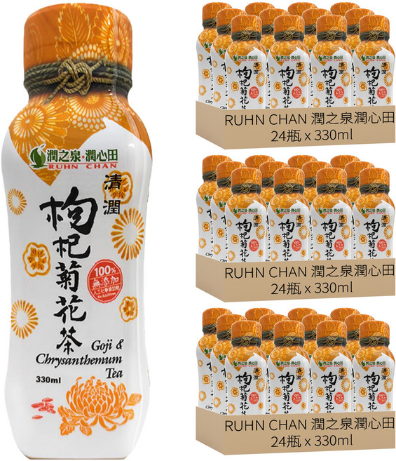 RUHN CHAN 潤之泉潤心田 枸杞菊花茶, 330ml, 72瓶