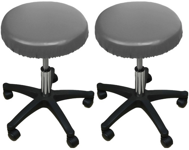 하늬통상 PU 원형 가죽 의자커버, 그레이, 2개