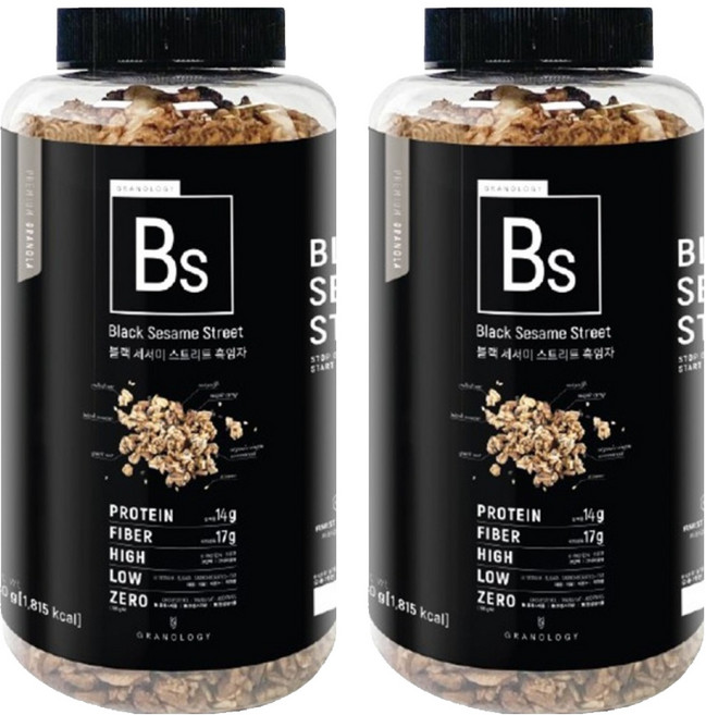 그라놀로지 블랙세서미 스트리트 흑임자 그래놀라 시리얼, 440g, 2개