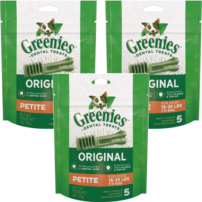 Greenies 健綠 潔牙骨 7-11kg犬專用 5支, 原味, 85g, 3包