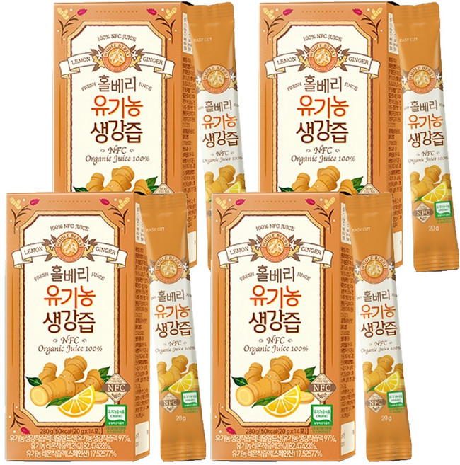 홀베리 유기농 생강즙, 280g, 4개