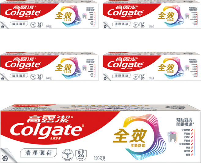 Colgate 高露潔 全效牙膏 清淨薄荷, 150g, 5條